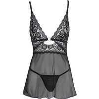 Babydoll plus String aus Powernet und Spitze