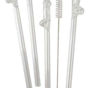 5-teilliges Strohhalm-Set „Glass Drinking Straw Willy“, aus wiederverwendbarem Glas