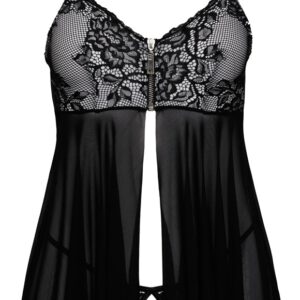 Babydoll plus String ouvert, aus Powernet