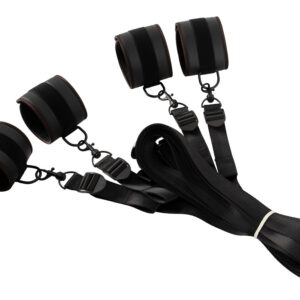 Bettfessel-Set mit Hand- und Fußfesseln in stilvoller Lederoptik