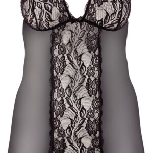 Negligé aus Powernet mit Spitze