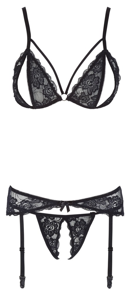 3-teiliges Straps-Set, ouvert, mit Blütenspitze