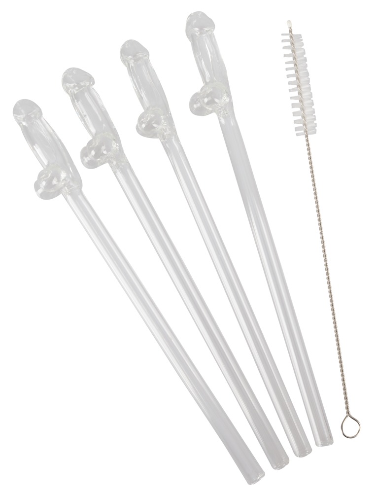 5-teilliges Strohhalm-Set „Glass Drinking Straw Willy“, aus wiederverwendbarem Glas
