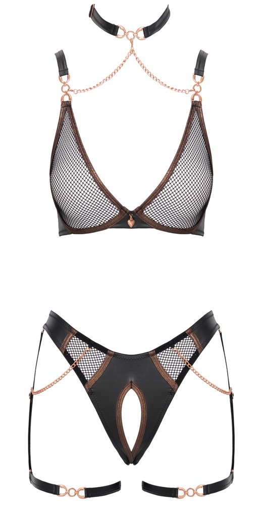 Dessous-Set im Mix aus Netz und Mattlook