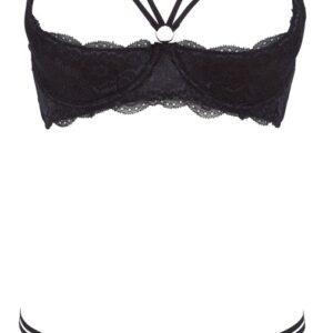Hebe plus String aus schwarzer Spitze