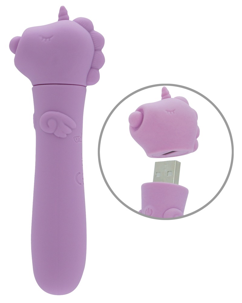 Minivibrator mit USB-Stecker unter’m Einhorn-Köpfchen