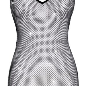 Netz-Minikleid mit Allover-Strassbesatz