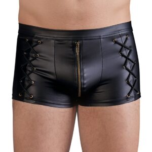 Pants im schwarzen Mattlook mit seitlichen Schnürungen