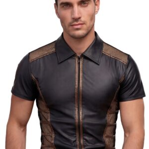Shirt im Wetlook mit Netz-Einsätzen