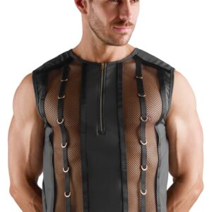 Shirt im stylischen Material-Mix